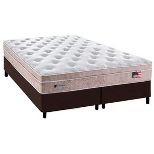Cama Box King: Colchão Molas Plumatex Masterpocket Ensacadas Miami + Base Marrom(193X203)
