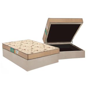 Cama Box Baú Casal: Colchão Espuma D45 Polar Pérola + Base Crc Suede Clean(138X188)