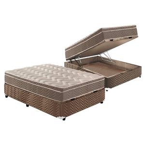 Cama Box Baú Casal: Colchão Espuma Paropas D33 / Ep Confort Ultra Firme + Base Brown(138X188)