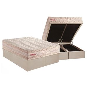 Cama Box Baú Queen: Colchão Molas Ensacadas Paropas Masterpocket Aghata + Base Clean(158X198)