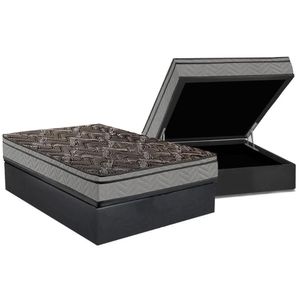 Cama Box Baú Casal: Colchão Ortopédico Paropas D28 / Ep Confort Firme+ Base Crc Suede Cinza(138X188)