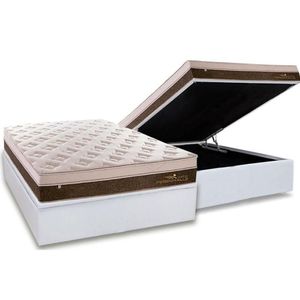 Cama Box Baú Casal: Colchão Molas Masterpocket Ensacadas Plumatex Personalle + Base White(138X188)