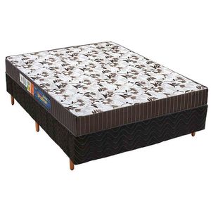 Cama Box Casal: Colchão Espuma Polar D33 Pérola + Base Crc Fantasy Black(138X188)