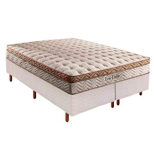 Cama Box Queen: Colchão Molas Masterpocket Ensacadas Paropas Eco Linho + Base Branco(158X198)