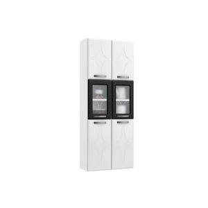 Paneleiro De Cozinha Rubi 6 Portas (2 C/ Vidro) 70cm Branco/preto - Telasul