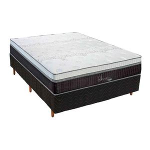 Cama Box Casal: Colchão Molas Ensacadas Polar Masterpocket Serenatta + Base Rústico Black(138X188)