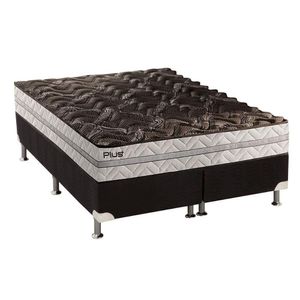 Cama Box Queen: Colchão Espuma D33 Paropas Pasquale Plus + Base Crc Suede Black(158X198)