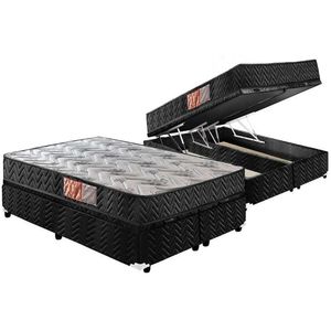 Cama Box Baú Queen: Colchão Espuma D33 Paropas Pasquale + Base Crc Suede Black(158X198)
