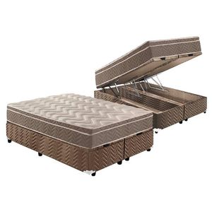 Cama Box Baú Queen: Colchão Anatômico Paropas D33 / Ep Confort Ultra Firme + Base Brown(158X198)