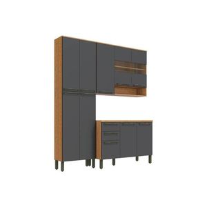 Cozinha Ronipa Nápoli Prime Napoli Prime 3Pçs (1 Armário + 1 Balcão + 1 Paneleiro) Castanho/chumbo