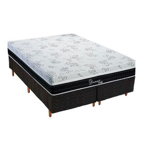 Cama Box Queen: Colchão Molas Ensacadas Polar Masterpocket Diamond + Base Crc Rústico Black(158X198)