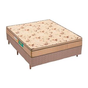 Cama Box Casal: Colchão Espuma Polar D33 Pérola + Base Crc Rústico Clean(138X188)
