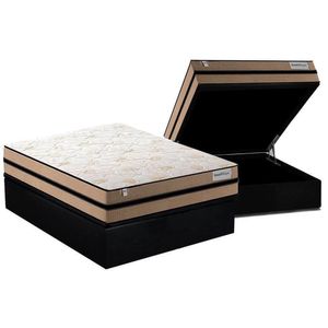 Cama Box Baú Casal: Colchão Molas Ensacadas Plumatex Masterpocket Smart Milano + Base Black(138X188)