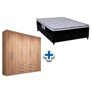 Cama Box Casal + Colchão Foggia Sogni + Guarda Roupa Master 8.6 Atacama