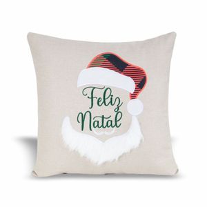 Almofada Artesanal Em Poliéster 50x50cm Cortbrás Feliz Natal