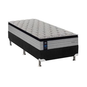 Cama Box Solteiro: Colchão Molas Sealy Posturepedic Passion + Base Crc Suede Black(88X188)