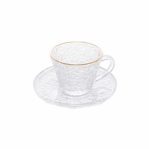 Xícara Para Chá Com Pires Em Cristal Martelado Petra 180ml Lyor Transparente