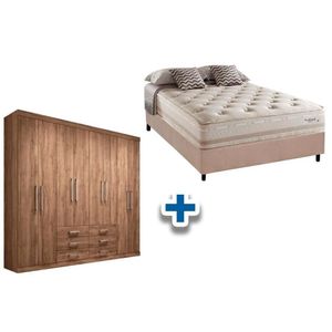 Cama Box Casal + Colchão Scotland Herval + Guarda Roupa Master 8.6 Atacama