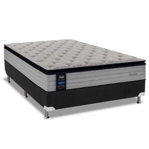 Cama Box Casal: Colchão Molas Sealy Posturepedic Passion + Base Crc Suede Black(138X188)