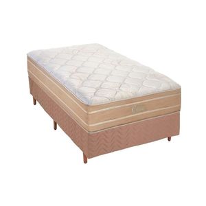 Cama Box Solteiro: Colchão Molas Masterpocket Ensacadas Polar Cristal + Base Rústico Bege(88X188)