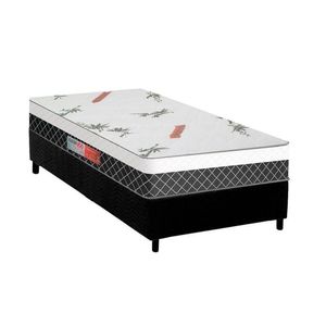 Cama Box Solteiro: Colchão Anatômico Plumatex D28/Ep Falcon Ultra Firme + Base Black(88X188)