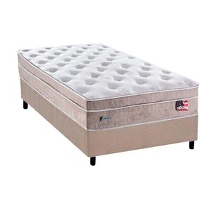 Cama Box Solteiro: Colchão Molas Sealy Masterpocket Ensacadas Miami + Base Crc Suede Clean(88X188)