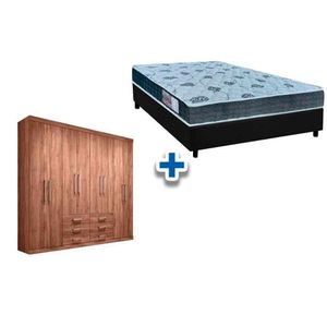 Cama Box Casal + Colchão D45 Cecina + Guarda Roupa Master 8.6 Atacama