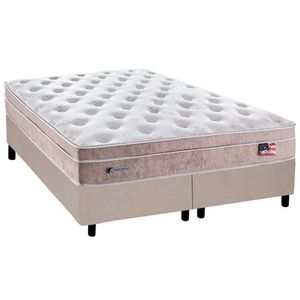 Cama Box King: Colchão Molas Ensacadas Plumatex Masterpocket Miami + Base Crc Suede Clean(193X203)