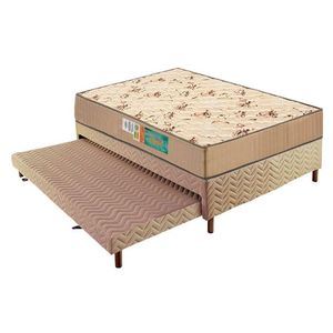 Cama Box C/Auxiliar Casal: Colchão Espuma Polar D33 Pérola Clean + Base Crc Rústico Clean(138X188)