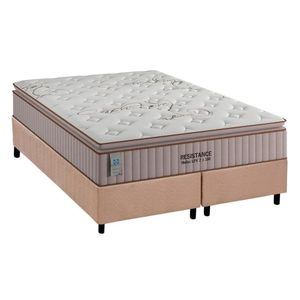 Cama Box Queen: Colchão Molas Plumatex Lfk Resistance + Base Crc Suede Clean(158X198)