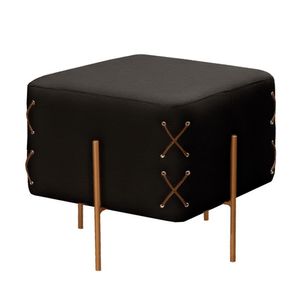 Puff Banqueta Eros Luxo Bronze Castellar Móbile Corino Preto Corino Preto