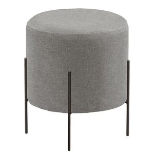 Puff Banqueta Odim Luxo Base Preta Castellar Móbile Linho Cinza