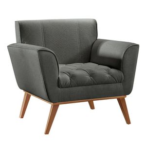 Poltrona Lyz Luxo Madeira Maciça Castellar Móbile Linho Cinza Linho Cinza