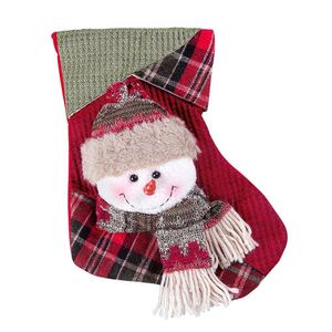 Bota De Natal Decorativa Suspensa Em Poliéster Xadrez 20x25cm Boneco De Neve
