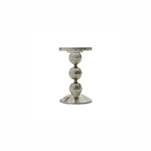 Castiçal Em Cristal Cinza 16cm
