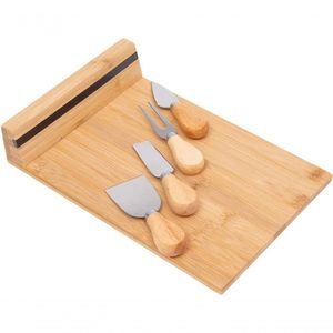 Jogo De Tábua De Queijo Com 4 Facas Em Bambu Ecokitchen 30x20cm Mimo Style