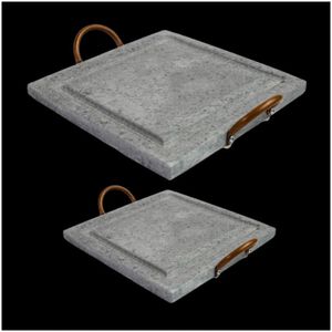 Kit Grelhas Para Carnes Servir Porção Pedra Sabão P E G