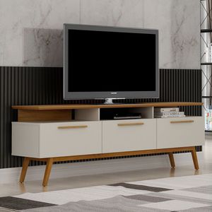 Rack Para Tv São Paulo Até 70 Polegadas 1 Porta Valdemóveis Off White Com Cinamomo