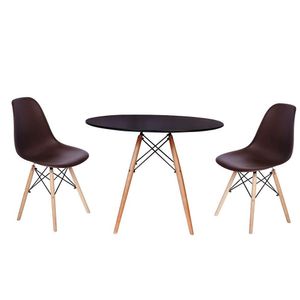 Mesa Jantar Eiffel Preta + 2 Cadeiras Marrom Magazine Decor