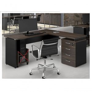Mesa P/ Escritório Em L Web30 1,35M 4 Gavetas Marsala/Preto