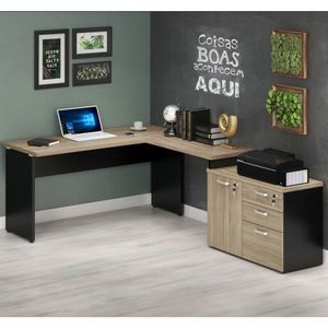 Mesa Para Escritório Web30 1,20X2,32 C/ Armário Calvi/Preto