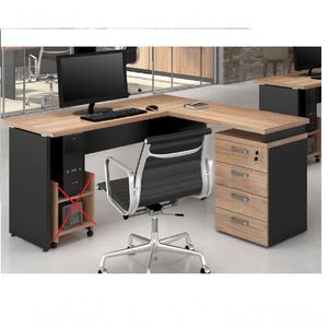 Mesa Diretor Em L Web30 1,50X1,50 C/ Gaveteiro - Calvi/Preto