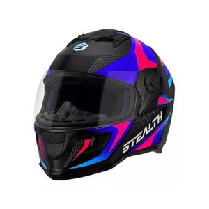 Capacete Moto Stealth Concept Azul/Roza Brilhante Tamanho 58 Pro Tork