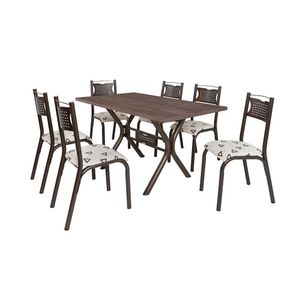 Conjunto De Mesa Com 6 Cadeiras Ciplafe Poeme Bronze Bege