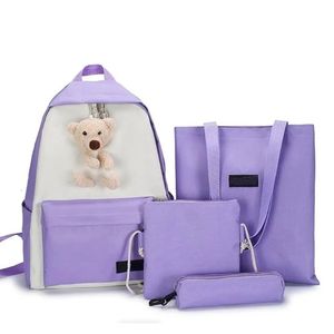 Kit Mochila Ursinho 4 Em 1 Multifuncional Necessaire Estojo Bolsa Maternidade Mamãe Bebê