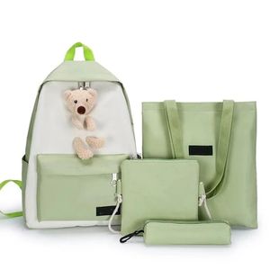 Kit Mochila Ursinho 4 Em 1 Multifuncional Necessaire Estojo Bolsa Maternidade Mamãe Bebê