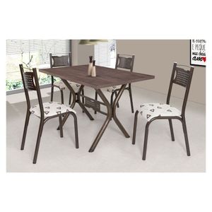 Conjunto De Mesa Com 4 Cadeiras Ciplafe Poeme Bronze Bege