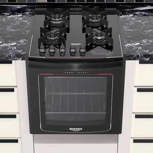 Fogão De Embutir Dako 4 Bocas Glass Grill Preto Bivolt