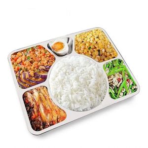 Kit 4 Bandejas Saps Servir Em Aço Inox Com 6 Divisórias