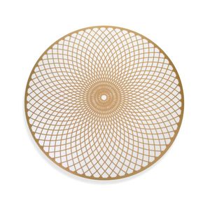 Jogo Americano Redondo de Plástico Mandala Dourado 38cm